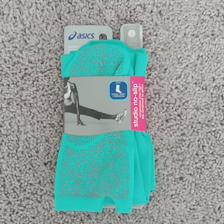 Large Asics Studio No Slip Compression Knee High Socks Women Toeless